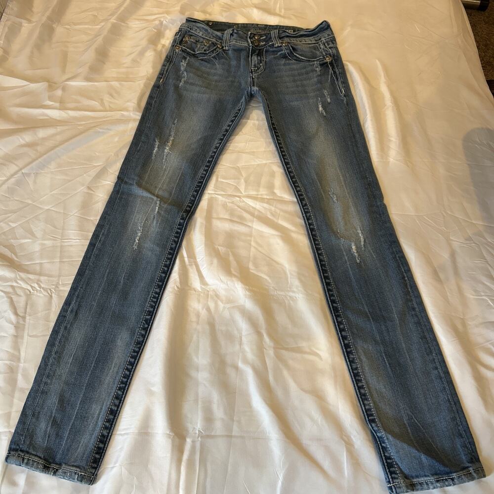 Miss Me Women's Jeans Size 28 Blue Denim Skinny Embellished Back Flap Pockets